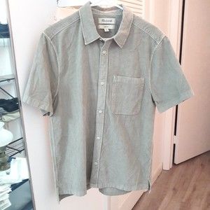Madewell Men’s Gray Denim Shirt Easy Fit SS Button Up Soft Quality Size Small